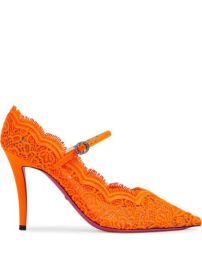 Shop Gucci Orange Virginia 95 lace pumps with Express Delivery - at Farfetch