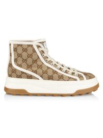 Shop Gucci Tennis Treck Monogram Canvas Booties Saks Fifth Avenue at Saks Fifth Avenue