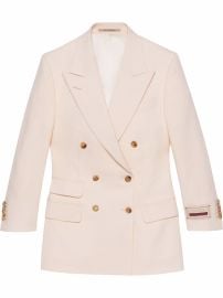 Shop Gucci double-breasted wool mohair blazer jacket with Express Delivery - at Farfetch