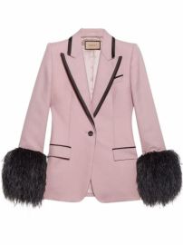 Shop Gucci feather-trimmed single-breasted blazer with Express Delivery - at Farfetch