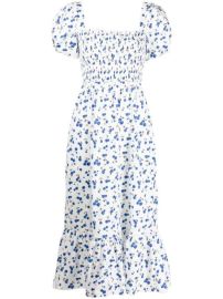 Shop HVN cherry-print smocked ruffle dress with Express Delivery - at Farfetch