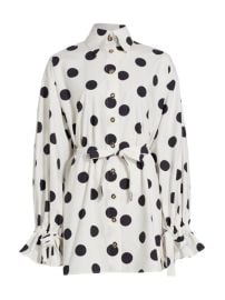 Shop Halpern Belted Polka-Dot Shirtdress at Saks Fifth Avenue