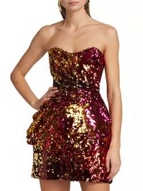 Shop Halpern Strapless Sequin-Embroidered Minidress at Saks Fifth Avenue