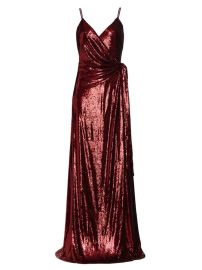 Shop Halston Amiel Sequin-Embroidered Wrap Gown at Saks Fifth Avenue