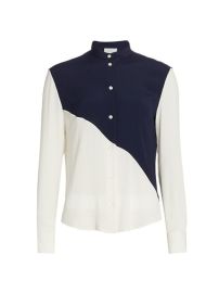 Shop Halston Eden Colorblock Crepe Button-Up at Saks Fifth Avenue