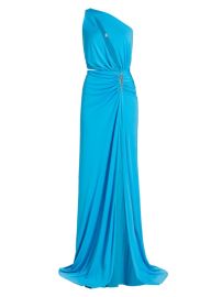 Shop Halston Ivanna Gathered Asymmetric Cut-Out Gown at Saks Fifth Avenue