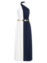 Shop Halston Sondra Colorblocked Belted Midi-Dress at Saks Fifth Avenue