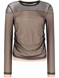 Shop Helmut Lang mesh ruche-panel top with Express Delivery - at Farfetch