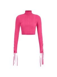 Shop Herve Leger Rib Lace-Up Crop Top at Saks Fifth Avenue