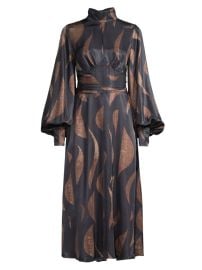 Shop Hope for Flowers Abstract Bishop-Sleeve Midi-Dress at Saks Fifth Avenue