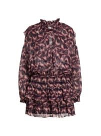 Shop IRO Tyga Print Mini Silk-Chiffon Peasant Dress at Saks Fifth Avenue