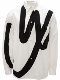 Shop JW Anderson logo-appliquxE9 long-sleeve shirt with Express Delivery - at Farfetch