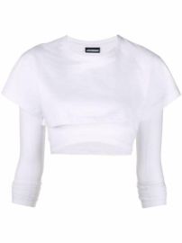 Shop Jacquemus Le Double cropped layered T-shirt with Express Delivery - at Farfetch