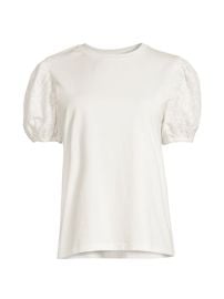 Shop Jason Wu Eyelet Puff-Sleeve T-Shirt at Saks Fifth Avenue