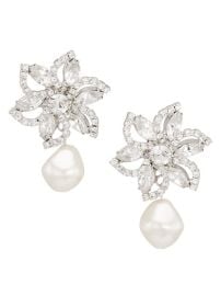 Shop Jennifer Behr Claudia Silvertone Crystal amp Glass Pearl Drop Earrings at Saks Fifth Avenue