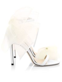 Shop Jimmy Choo Aveline Tulle Bow Leather Sandals at Saks Fifth Avenue