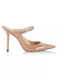 Shop Jimmy Choo Bing 100MM Embellished Patent Leather Mules at Saks Fifth Avenue