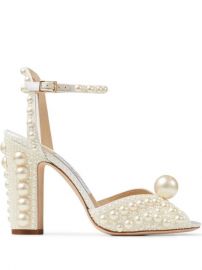 Shop Jimmy Choo Sacaria pearl-embellished sandals with Express Delivery - at Farfetch