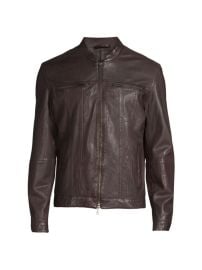 Shop John Varvatos Band Collar Leather Jacket at Saks Fifth Avenue