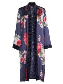 Shop Johnny Was Aster Velvet-Trim Silk Kimono at Saks Fifth Avenue