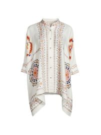 Shop Johnny Was Katia Embroidered Silk-Blend Oversized Blouse at Saks Fifth Avenue