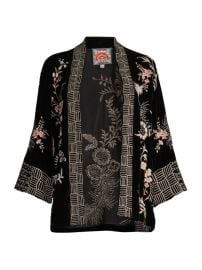 Shop Johnny Was Valentina Embroidered Velvet Crop Kimono at Saks Fifth Avenue