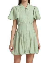 Shop Jonathan Simkhai Callista Crinkle Puff-Sleeve Minidress at Saks Fifth Avenue