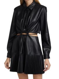 Shop Jonathan Simkhai Cindy Pleated Vegan Leather Minidress at Saks Fifth Avenue