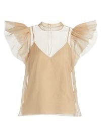 Shop Jonathan Simkhai Corina Organza Ruffle-Sleeve Top at Saks Fifth Avenue