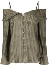 Shop Jonathan Simkhai Mariah pleated cold-shoulder blouse with Express Delivery - at Farfetch