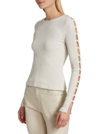 Shop Jonathan Simkhai Standard Tobie Melange Rib Cut-Out Top at Saks Fifth Avenue