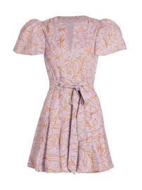 Shop Jonathan Simkhai Virginia Belted Floral Puff-Sleeve Minidress at Saks Fifth Avenue