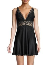 Shop Josie Natori Josie Natori Sleek Lace Detail Silk Chemise at Saks Fifth Avenue