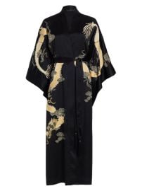 Shop Josie Natori Lucky Dragon Silk Long Robe at Saks Fifth Avenue