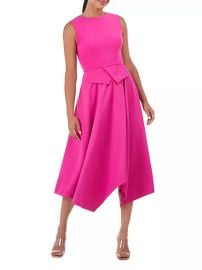 Shop Kay Unger Rosemary Asymmetric Peplum Midi-Dress at Saks Fifth Avenue