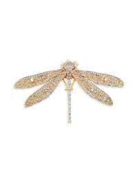 Shop Kenneth Jay Lane 22K-Gold-Plated amp Glass Crystal Dragonfly Brooch at Saks Fifth Avenue