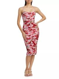 Shop LAGENCE Caprice Floral Ruched Midi-Dress at Saks Fifth Avenue