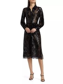 Shop LAGENCE Frida Embellished Lace Button-Front Midi-Shirtdress at Saks Fifth Avenue