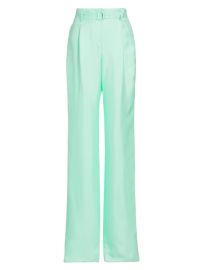 Shop LAPOINTE Silk High-Rise Belted Trousers Saks Fifth Avenue at Saks Fifth Avenue