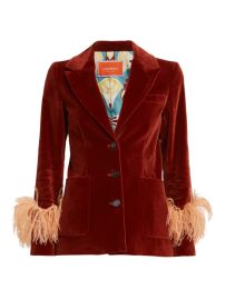 Shop La DoubleJ Keaton Feather-Trimmed Velvet Blazer at Saks Fifth Avenue