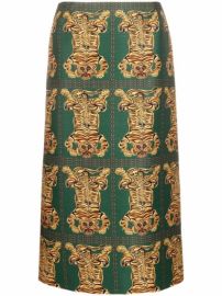 Shop La DoubleJ Tiger Tiles wool-cady skirt with Express Delivery - at Farfetch