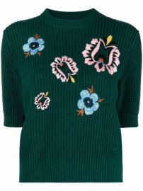 Shop La Doublej floral-embroidered knitted top with Express Delivery - at Farfetch