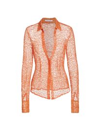 Shop LaQuan Smith Collared Floral Lace Top at Saks Fifth Avenue