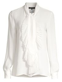 Shop Lafayette 148 New York Bates Pleated Neckline Silk Blouse at Saks Fifth Avenue