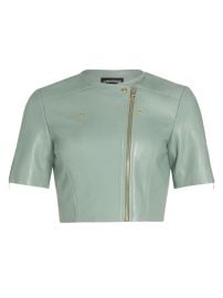 Shop Lamarque Leather Cropped Short-Sleeve Jacket at Saks Fifth Avenue