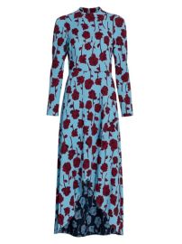 Shop Lela Rose Double Face Rose Printed Crepe Long Sleeve Midi Dress at Saks Fifth Avenue