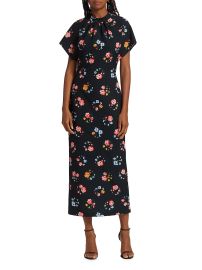 Shop Lela Rose Floral Mock Turtleneck Midi-Dress at Saks Fifth Avenue