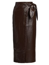 Shop Line Dot Safia Snake-Embossed Faux Leather Wrap Midi-Skirt at Saks Fifth Avenue