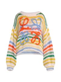 Shop Loewe Striped Mohair Knit-Logo Sweater at Saks Fifth Avenue