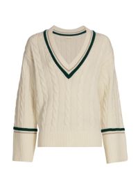 Shop Loulou Studio Varsity Wool amp Cashmere Cable-Knit Sweater at Saks Fifth Avenue